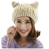 Francuska Dimple Women Plete Slouchy Cat Ears Woolen Hat Chunky Baggy Hat Zimska mekana topla skijaška vina