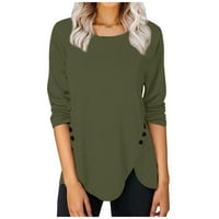 APEPAL ženska pamučna majica s dugim rukavima Lagana crewneck tee pulover vojska zelena s