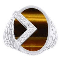 Muški prstenovi 14K bijeli zlatni dizajnerski prsten sa dijamantima i tigarima za oči za muškarce Muški