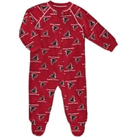 Novorođenče Red Atlanta Falcons Alover Print Raglan punog zip skakača