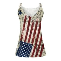 Ženski kameri bez rukava TOP metalni lanac patriotski majica V izrez američke zastave Grafički ljetni