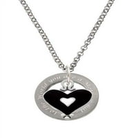 Silvertone crno-bijeli Enamel Silvertone za srce Vi ste matična ogrlica za afirmacijsku prstenu