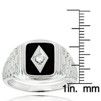Crna prirodna ony i real 0. CTW Diamond 14K muški vintage prsten za njega
