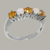 Britanci napravio je 10k bijelo zlato Real Citrine & Opal Womens Vječni prsten - Opcije veličine - veličina