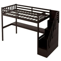 Twin Size Potkrov krevet sa stubištem, ugrađen u stolu, višenamjenski krevet sa drvenim platformama