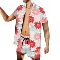 Ganfancp MENS Havajske majice kratki rukav, gumb Summer Lapel Cardigan, košulja na plaži s kratkim rukavima