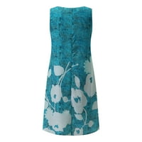 Haljine za žene Žensko ljetno casual bez rukava V izrez cvjetni ispis A-line haljina plava