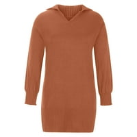 Plus veličina haljina modne žene casual solid v-izrez rukave labave haljine pulover naranče