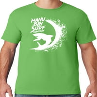 Mens Manu Bay Surf Company White Surfain Shark majica, 3xl Kiwi Green