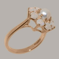 Britanci napravio 9K ružičasti zlatni prsten sa kultiviranim prstenom za biser i Opal Womens - Opcije