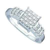 Dijamantna ponuda 14KT bijela zlatna žena Princess Diamond Trg Cluster Prsten CTTW