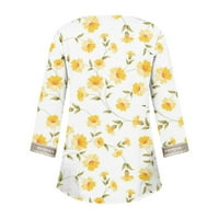 Ženske plus veličine majice Casual rukave čipke V izrez Boja blok Dressy Tops trendy šuplje cvjetne