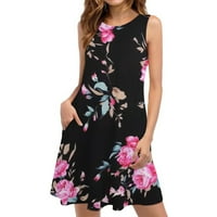 StMixi ljetne haljine za žene bez rukava okrugli vrat cvjetni print Mini sunčalište casual ljuljačka