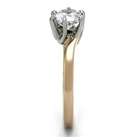 Ženski prstenovi dvotonski IP ružičasti zlatni prsten od nehrđajućeg čelika sa AAA CRT CZ u Clear TK1161