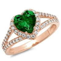 1.49ct srce zelena simulirana smaragdna 18k ruža zlatna godišnjica angažmana halo prstena veličine 8,75