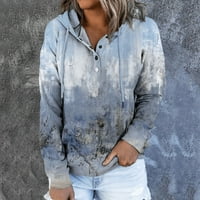 Štedbene ženske vintage Aztec s dukseve zapadnih etničkih polovica zip dugih rukava pulover casual majica sa džepovima s džepovima sivi xl