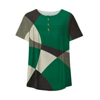Bluze za slobodno vrijeme grafički otisci kratkih rukava vrhovi Henley Fashion za žene zelene l