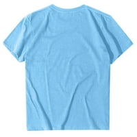 Ženski vrhovi bluza Grafički printira kratki rukav Loose Women Ljeto okruglo majice izrez Sky Blue s