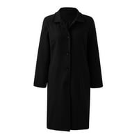Entyinea ženski klasični kaput od kaputa za rezonka srednje dužine dugačka haljina crna 3xl