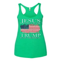 Divlji Bobby Isus je moj Spasitelj Trump je moj predsjednik vjerski ponos američki zastava političkim ženama TRI-Blend Racerback Tank, ENVY, Srednjost
