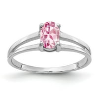 Čvrsta 14k bijelo zlato 6x ovalni ružičasti turmalin oktobra dragulja za angažman prsten veličine 7.5