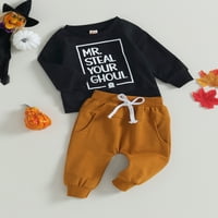 Qinghua Toddler Baby Boys Halloween Outfits Pismo Ispuštajte duksere s dugim rukavima i elastične hlače
