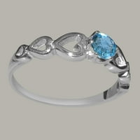 Britanci napravio 9ct bijelo zlato prirodno plavo topaz ženski Prsten za pasijans - Opcije veličine