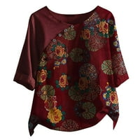 Žene plus veličina posteljina majica Dugme Cvjetni rukavac Jesen vrhovi bluzee