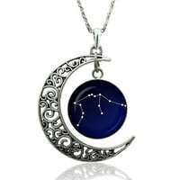 Astrologija Astrološki znakovi Hollow Moon Glass Cabochon Privjesak za žene Ogrlica