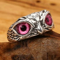 Legura DEMON Oko Owl Oww, srebrni retro životinjski otvoren prsten, poklon za prsten za žene i muškarce
