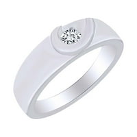CTTW okrugli oblik bijeli prirodni dijamantski vjenčani prsten u 14K čvrstog bijelog zlatnog zvona veličine