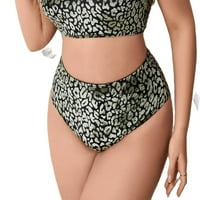 Leopard Print Bandeau višekolor plus veličine Bikini setovi