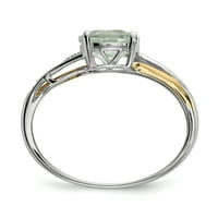 Dizajner Sterling Srebrni i 14K rodirani zeleni kvarcni kvarcni i dijamantski prsten izrađen u Kini