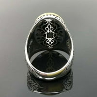 Ručno rađeni 925K Sterlingsilver ovalni tigarski kamen Elegantni muški prsten US13.5