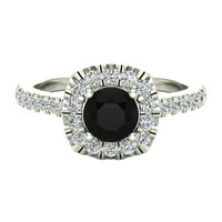 Black Diamond zaručni prsten za žene jastuk Halo Diamond Ring 14k bijelo zlato 0. Carat