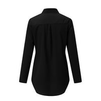 Moonker Womens Majice za žene Dugme Solid Color Ograč za ovratnik Bluze TEE majica TOP dugi rukav L