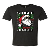 Divlji Bobby, Santa Single i spreman za jingle božićni džemper muškarci premium tri mješavina tee, vintage crna, mala