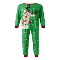 Porodica podudaranje božićnih pidžama, crtani elk snježne pahulje tiskane vrhove dugih rukava + elastične pantalone za struku za djecu odrasle osobe