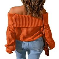 Žene pletene džemper od ramena od pulovernih pulover