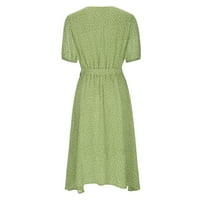 Cleariance Ležerne haljine Žene Ljeto V-izrez zavoja Dot Print Casual Haljine kratke rukavice