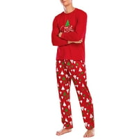 Lovskoo Muška pidžama postavlja odrasli prugasti božićni rukav s dugim rukavima vrhove hlače Dva pidžama