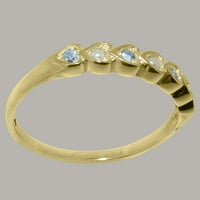 British napravio 18k žuti zlatni kultivirani biser i akvamarinski ženski vječni prsten - Opcije veličine