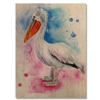Art DesimanArt 'Plava i ružičasta pelikanska umjetnost' Farmhouse Wood Wood Art Panels - prirodno borovo