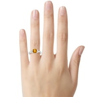 Citrinski citrinski i bijeli topaz od 6xewelers 6x i bijeli prsten u kt bijeli zlatni veličine 5. Ženska