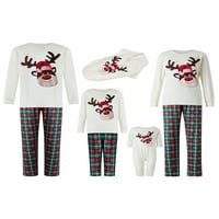Porodični božićni pidžami Podudarni setovi za odrasle Kids Elk Print dugih rukava i rastegnuti ležerne pantalone za spavanje