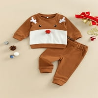 Toddler Božićne odjeće Dugih rukava Košulje za jelena sa hlače sa setom odjeće