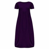 Clearsance Ljetne haljine za žene okrugli dekolte modna tiskana dužina gležnja A-line kratkih rukava