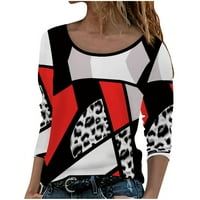 Ženski izrez za čišćenje boja za čišćenje boja Blok Leopard pulover Ležerne dukserice Trendi dugih rukava