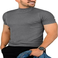 Muški casual slim fit osnovni vrhovi kratki rukav košulja Turtleneck t majice prstiju Pleteni džemper
