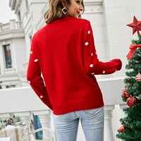 GUZOM WOMENS CREW vrat pad i zima plus veličine pletena slatka labava džempera crvena veličina l